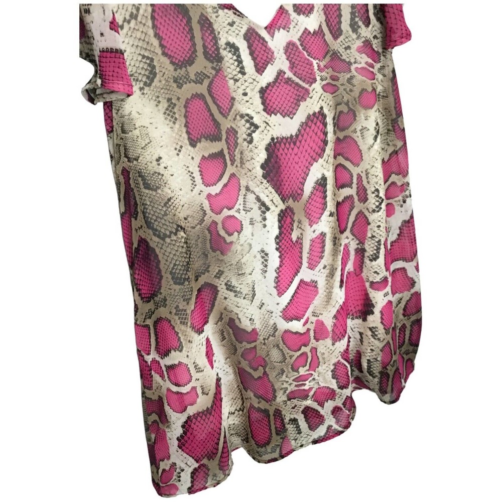 Peach Love Snake Reptile Print Flutter Sleeve V N… - image 3